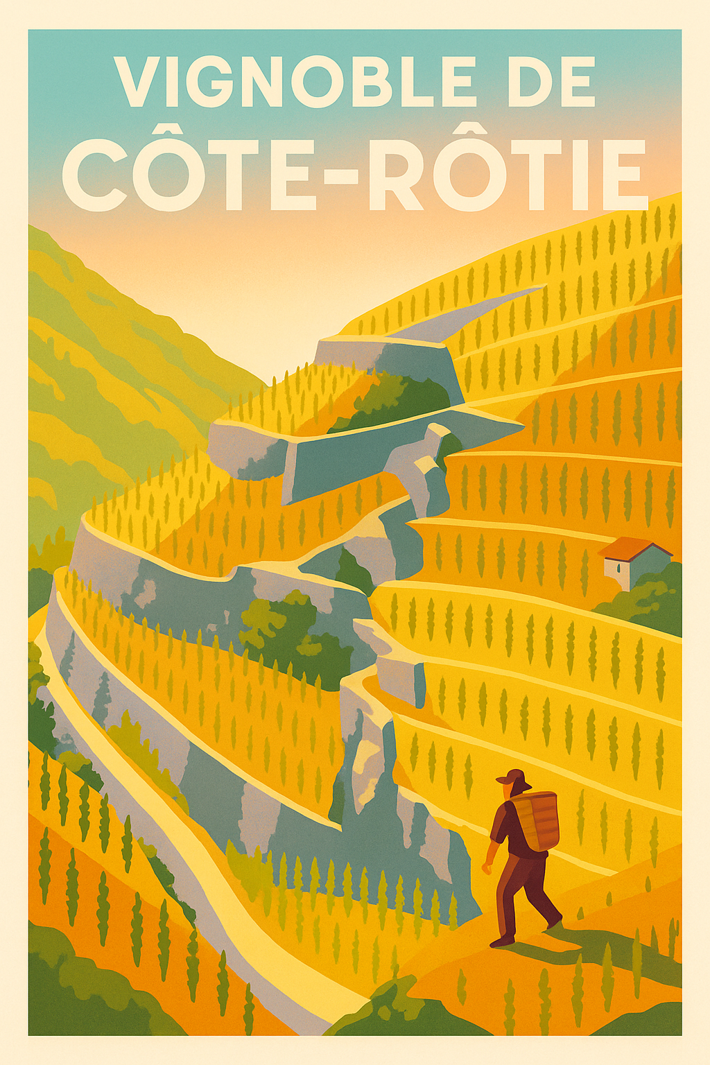 Affiche de Vignoble de la Côte-Rôtie - L'élégance des terrasses ensoleillées
