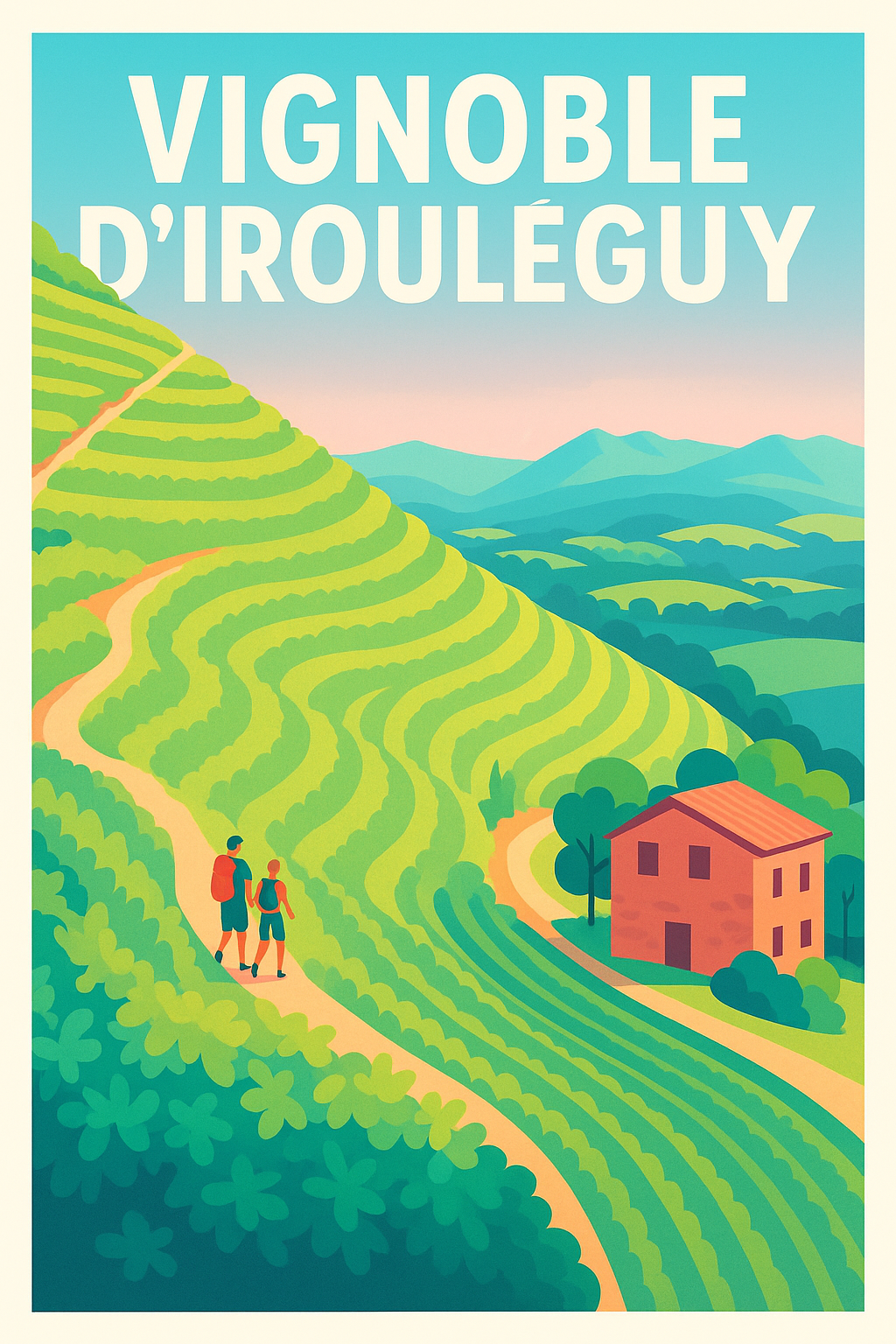 Affiche de Vignoble d'Irouléguy - L'élégance du Pays Basque en une affiche