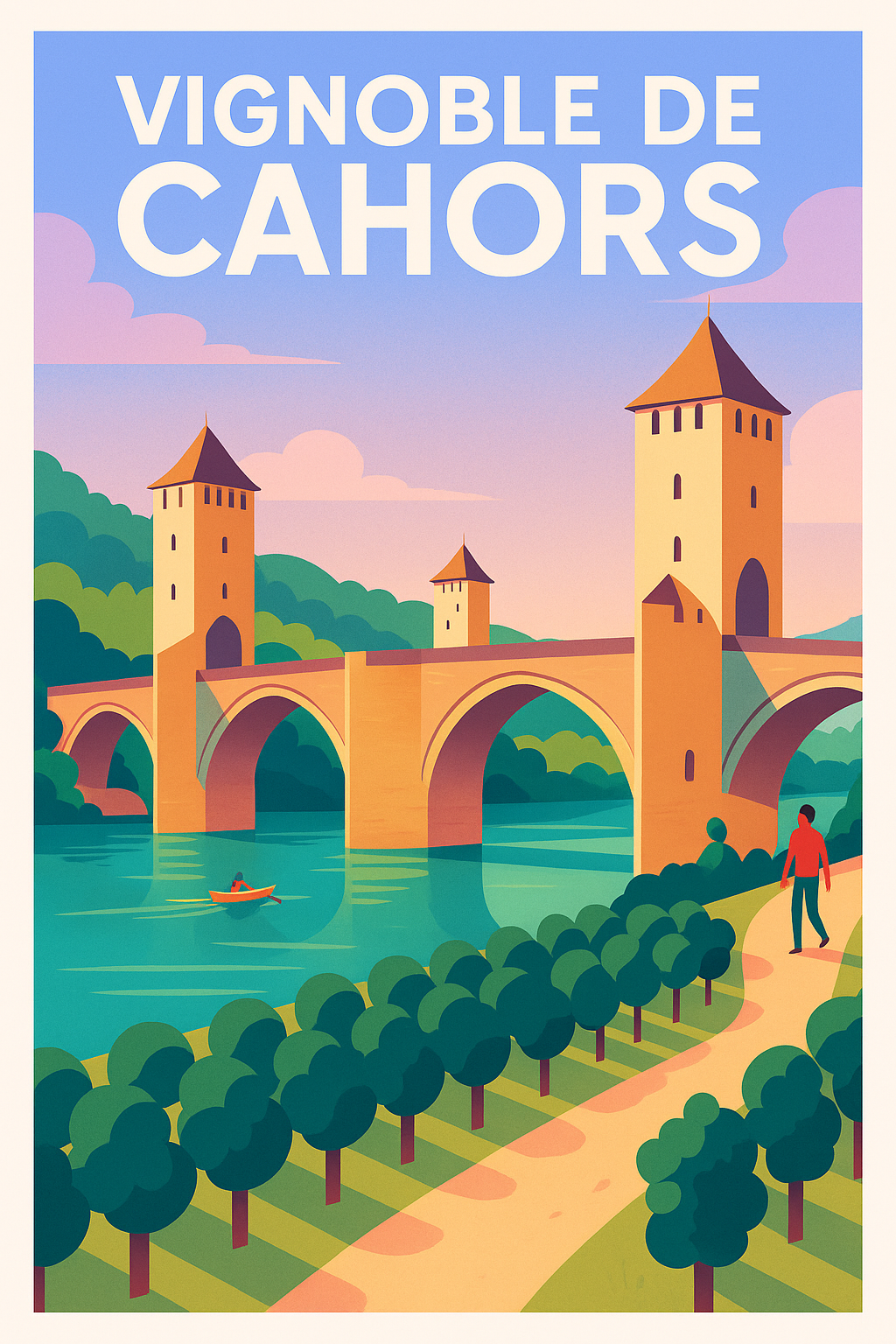 Affiche de Vignoble de Cahors - L'élégance du Pont Valentré en affiche