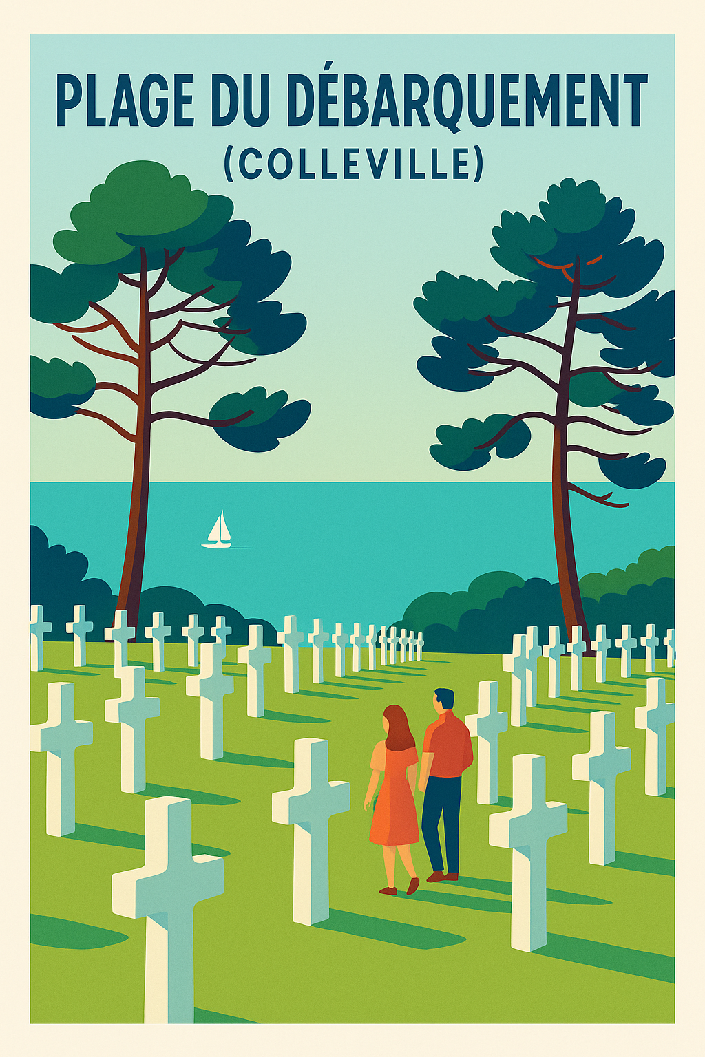 Affiche de Colleville - Hommage et sérénité sur la plage du Débarquement
