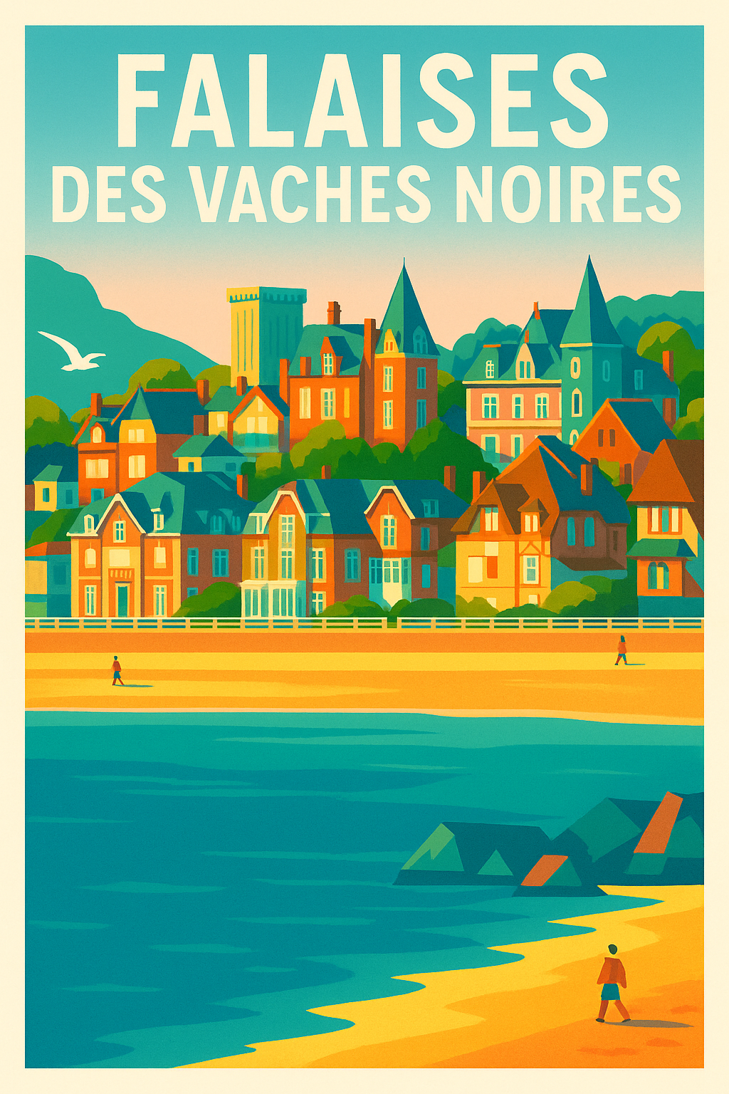 Affiche de Falaises des Vaches Noires - L'élégance vintage de la côte normande
