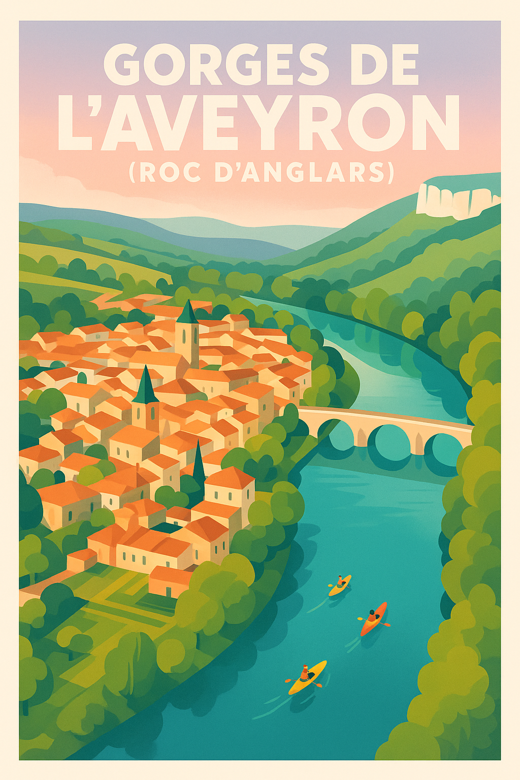 Affiche de Gorges de l'Aveyron - Majestueux Roc d'Anglars