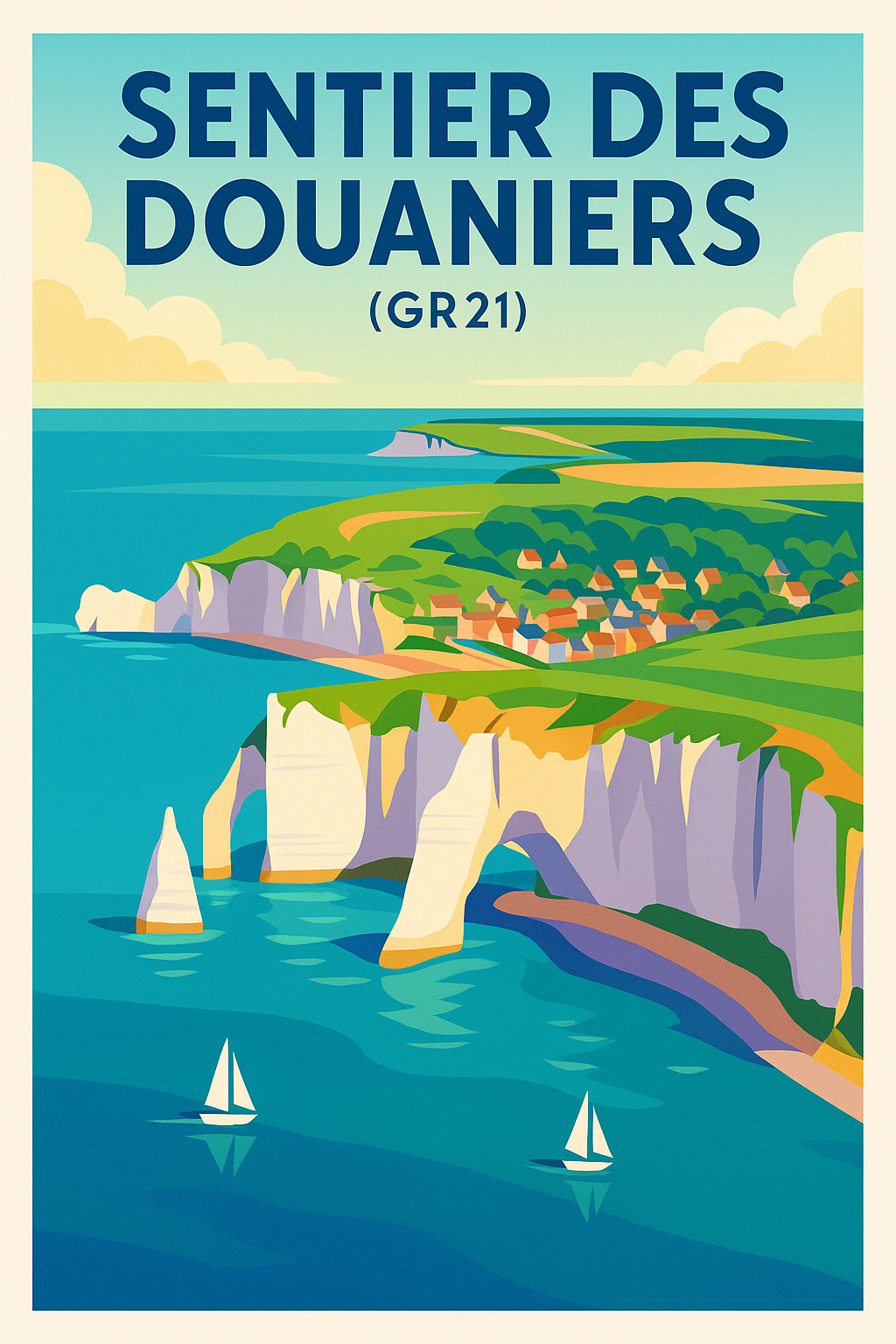 Affiche de Sentier des Douaniers (GR21) - L'éclat sauvage des falaises d'Étretat