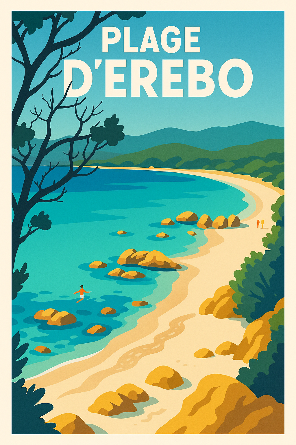 Affiche de Plage d'Erebo - L'éclat azur de la côte sauvage