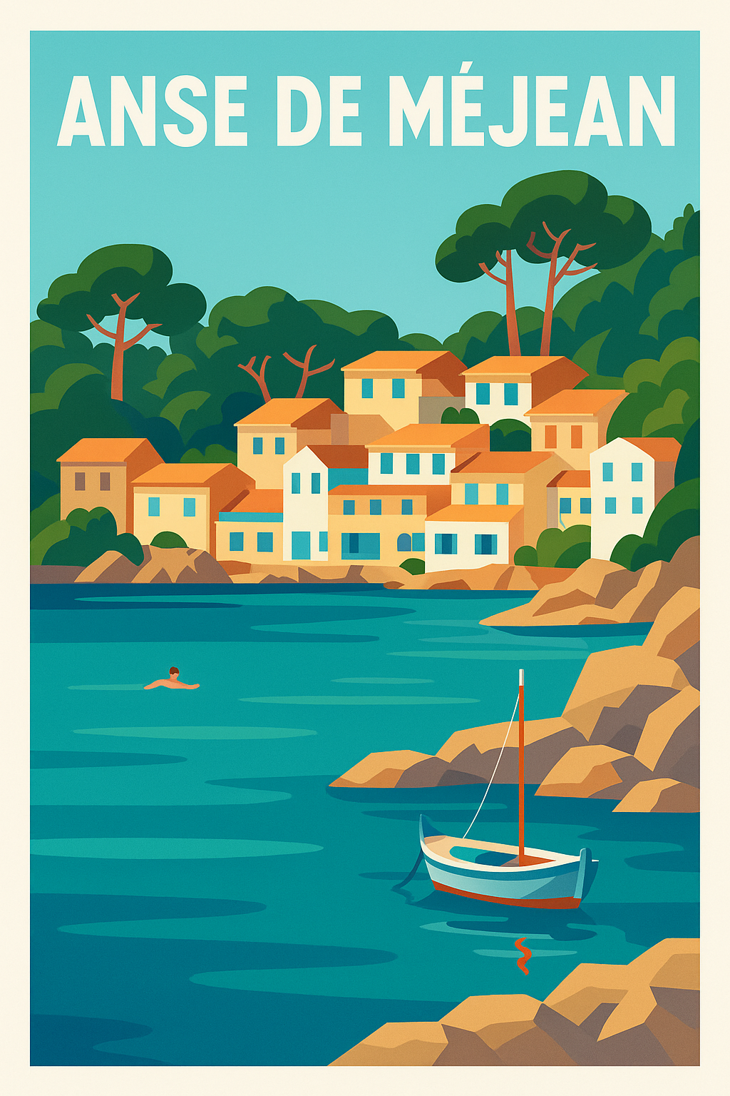 Affiche de Anse de Méjean - L'éclat de la Provence entre pins et mer bleue
