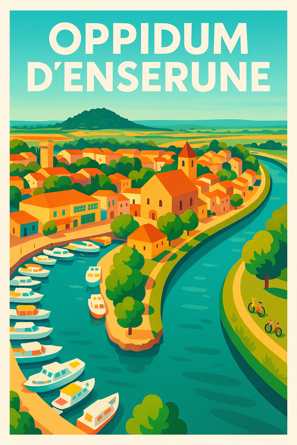 Affiche de Oppidum d'Ensérune - Panorama historique entre canal et collines