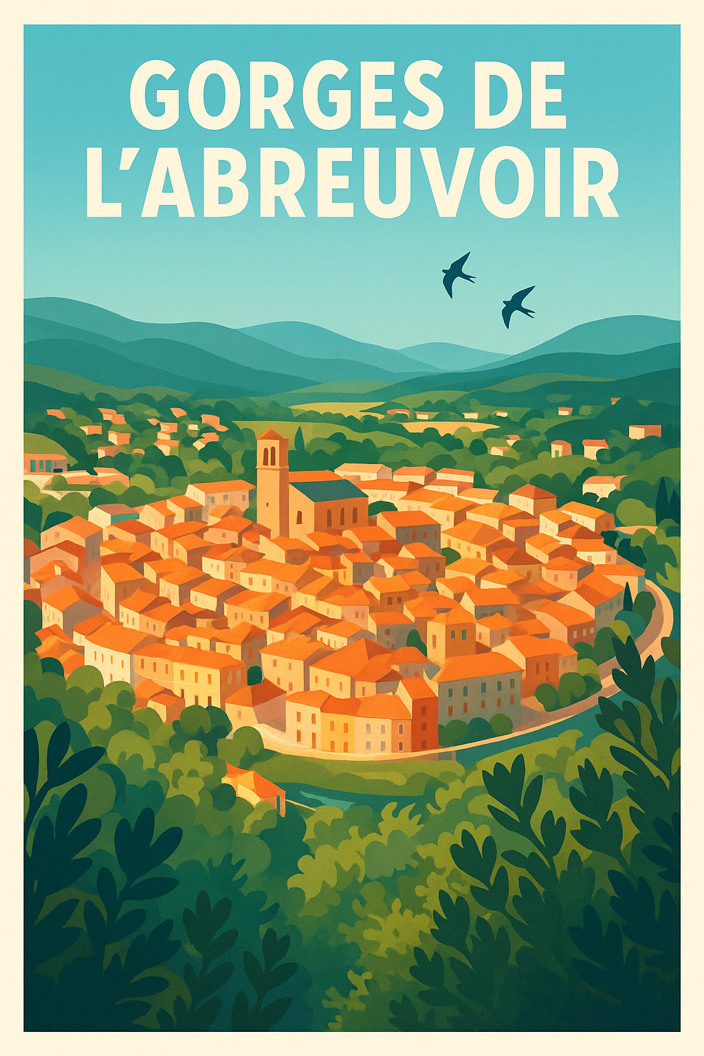 Affiche de Gorges de l'Abreuvoir - L'éclat du Sud en version vintage