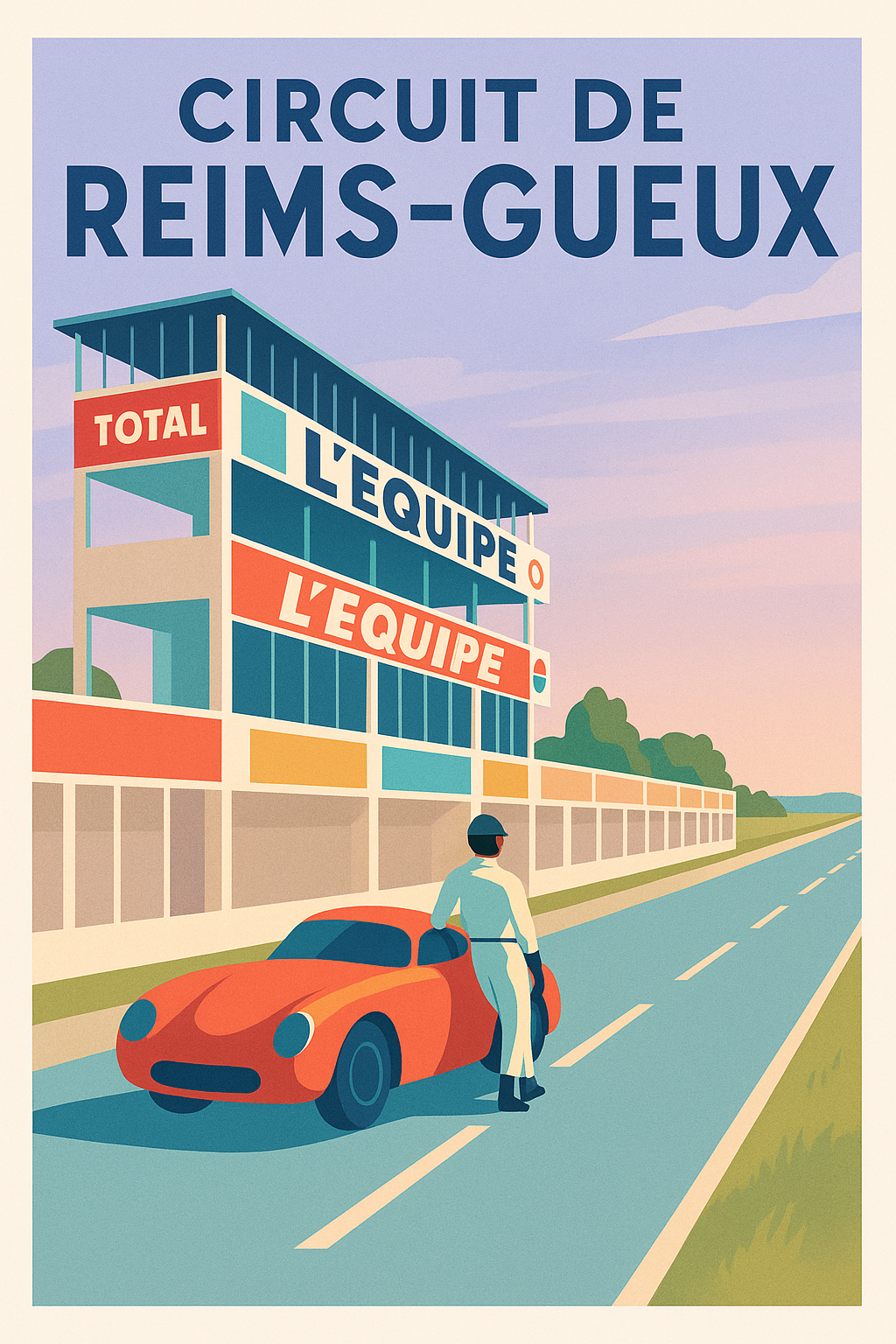Affiche de Circuit de Reims-Gueux - L'élégance vintage du sport automobile