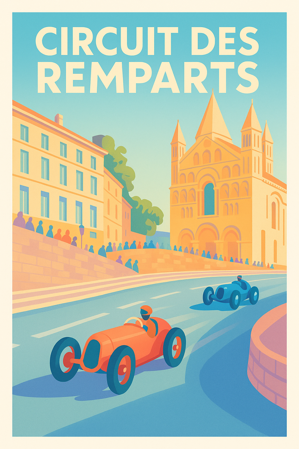 Affiche de Circuit des Remparts - L'élégance vintage de la course automobile à Angoulême