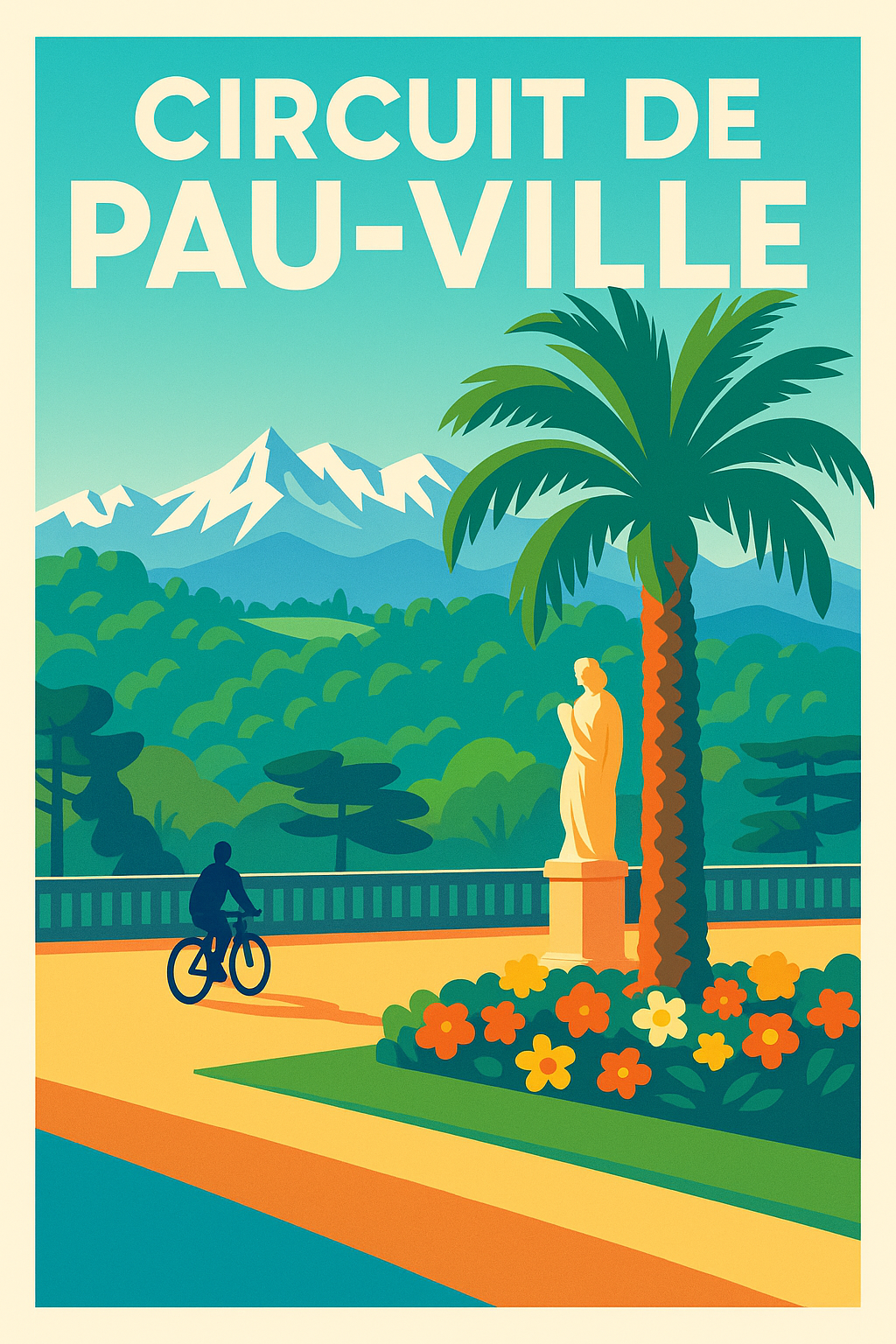 Affiche de Circuit de Pau-Ville - L'élégance vintage face aux Pyrénées