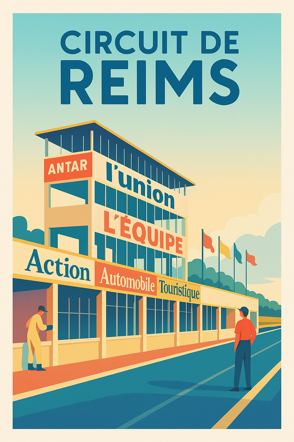 Affiche de Circuit de Reims - L'élégance vintage de la course automobile