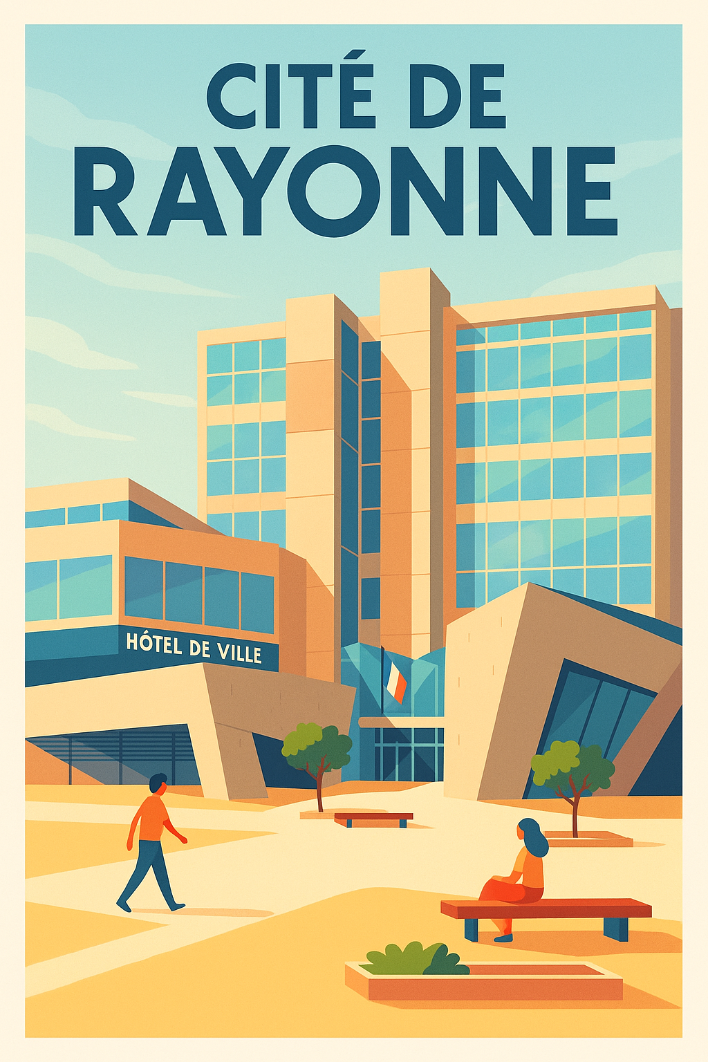 Affiche de Cité de la Rayonne - Élégance Moderne et Architecture Iconique