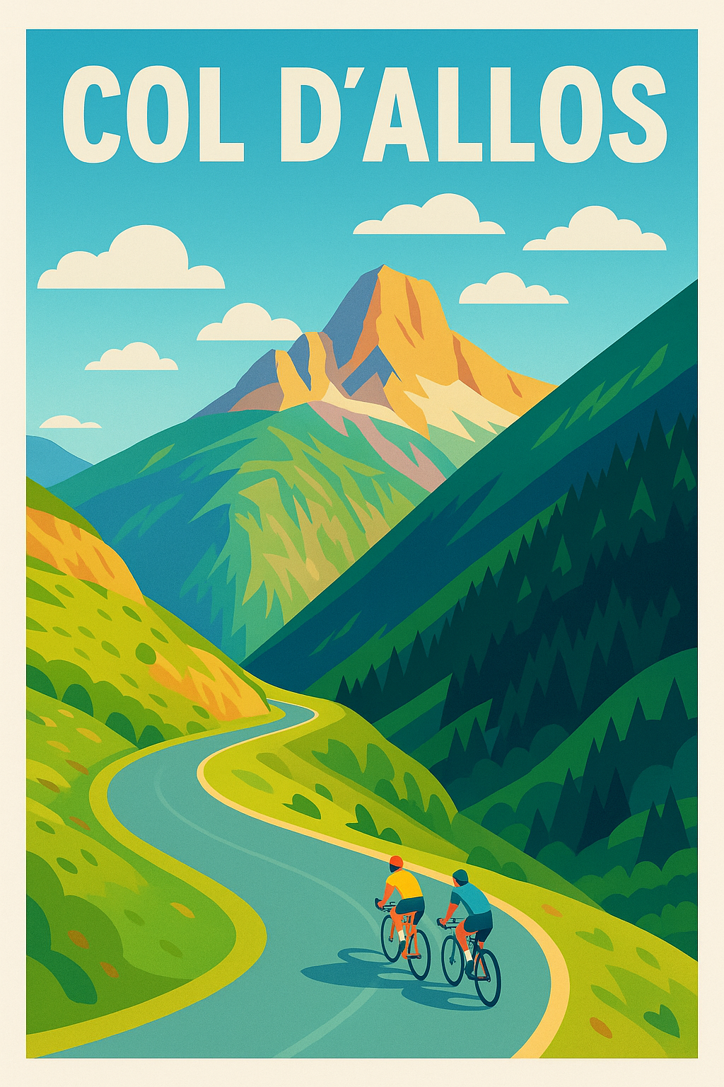 Affiche de Col d'Allos - L'ascension mythique des Alpes en affiche vintage