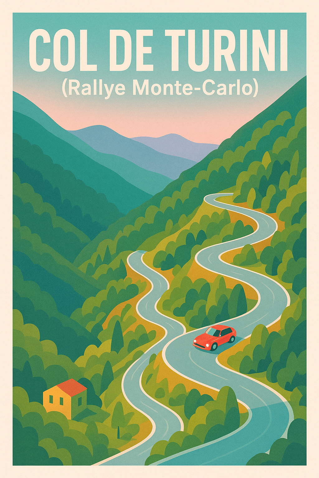 Affiche de Col de Turini - L'adrénaline du Rallye Monte-Carlo en style vintage