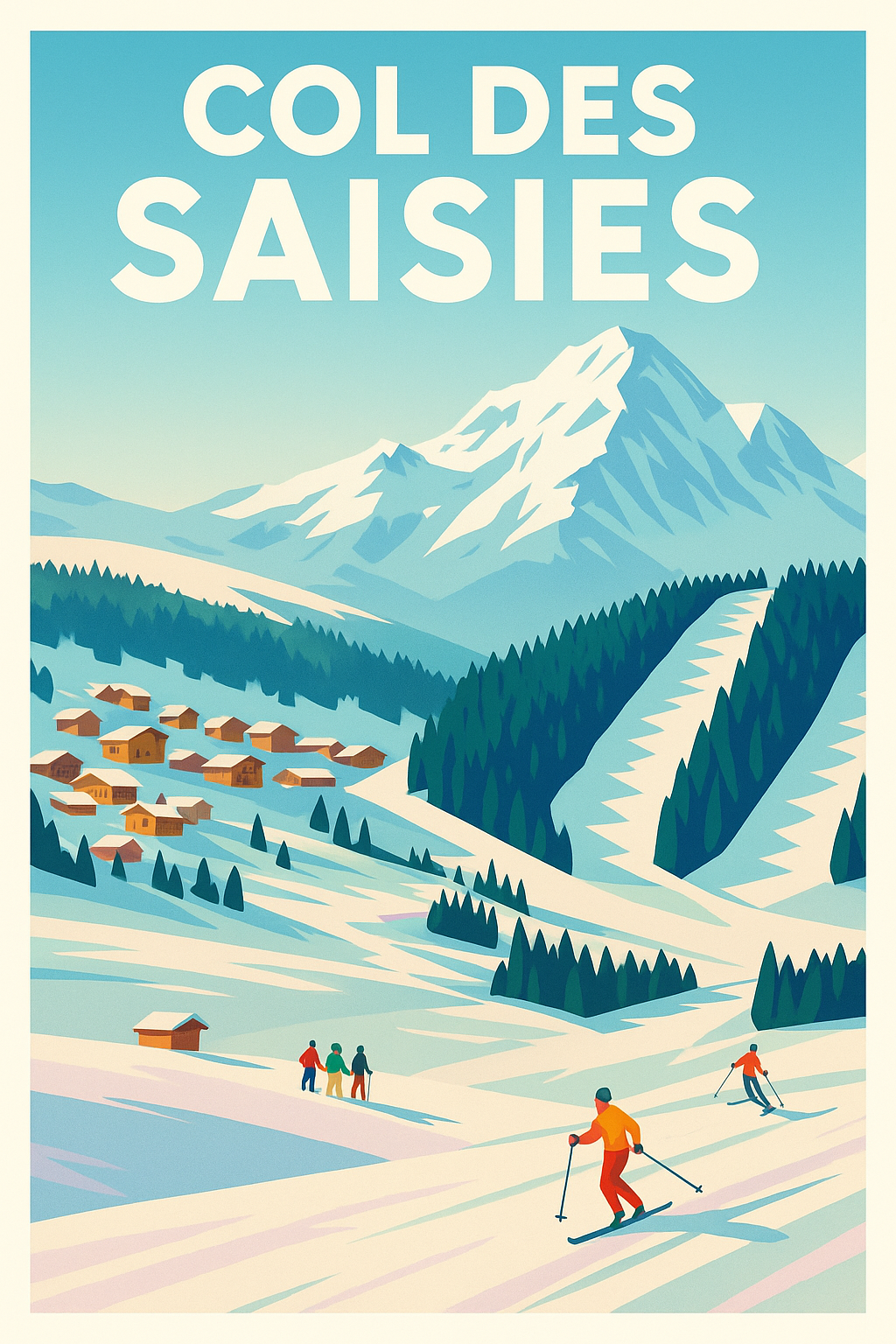 Affiche de Col des Saisies - L'élégance vintage des Alpes face au Mont-Blanc