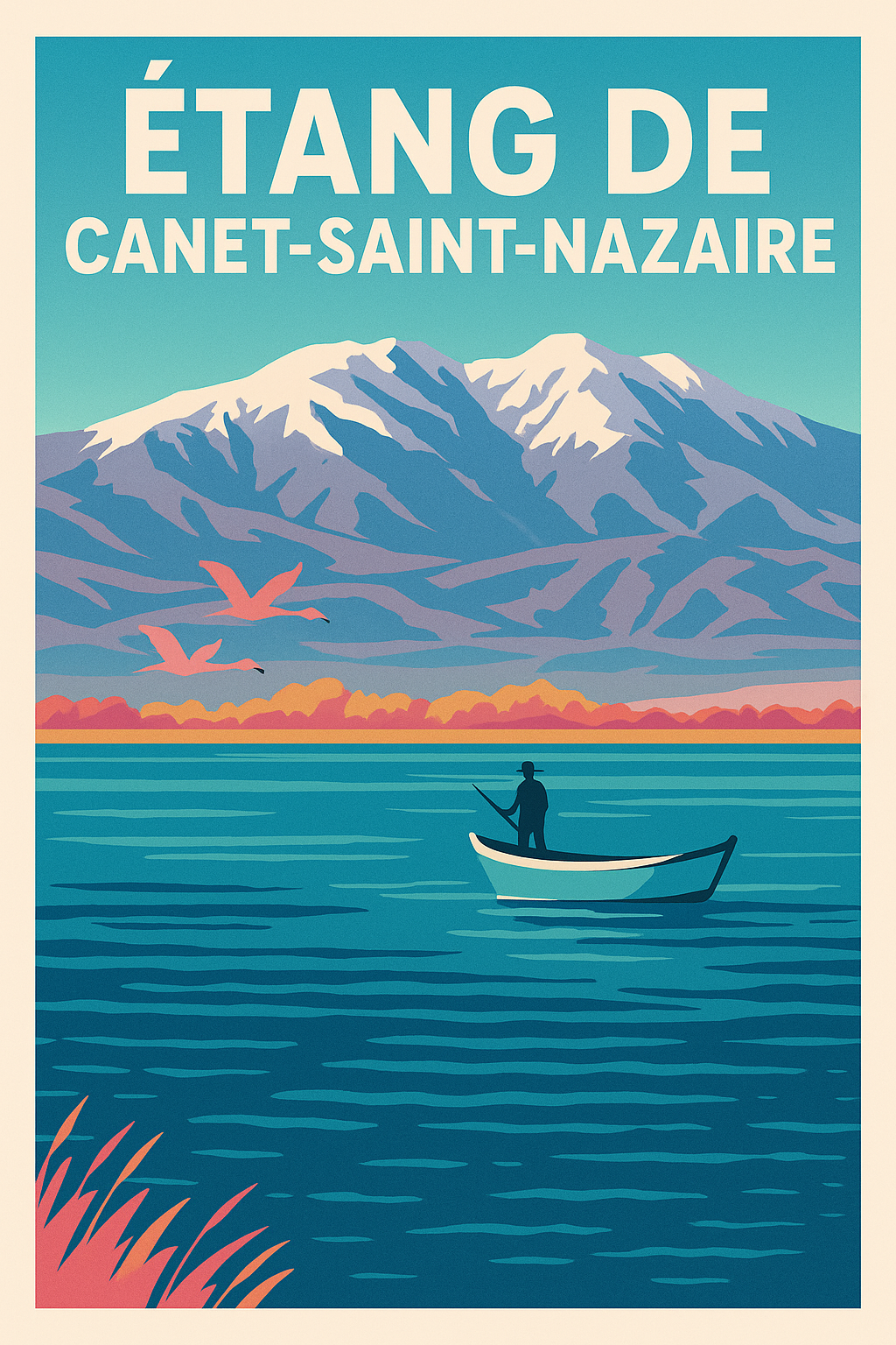 Affiche de Étang de Canet-Saint-Nazaire - Nature sauvage et Canigou majestueux