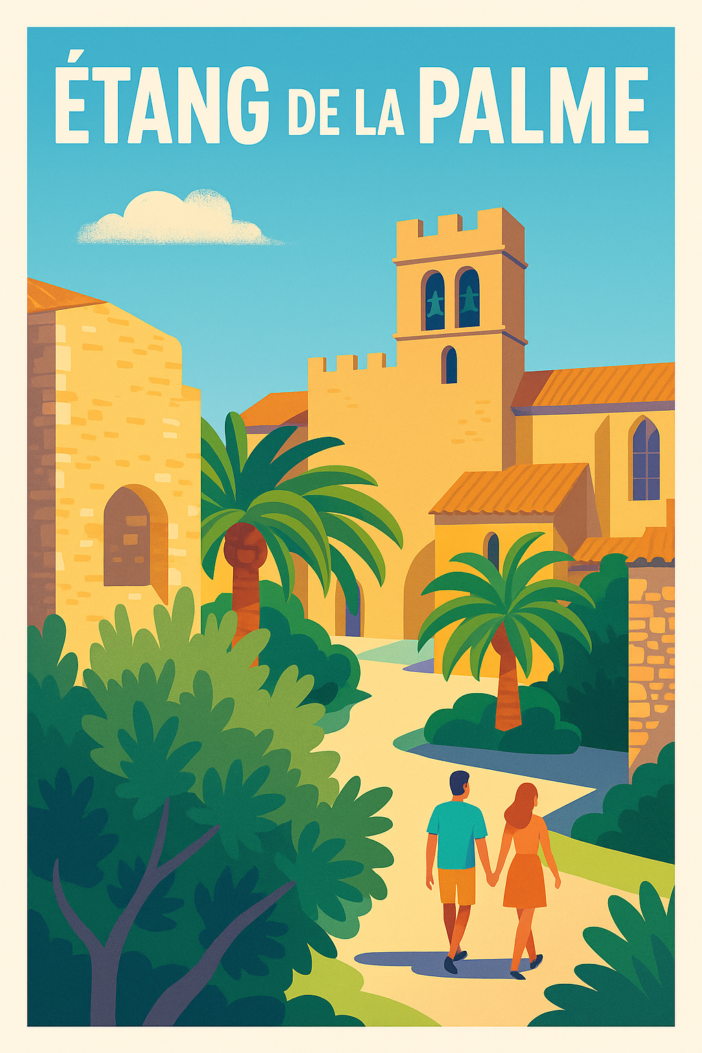 Affiche de Étang de la Palme - L'élégance vintage du Sud de la France