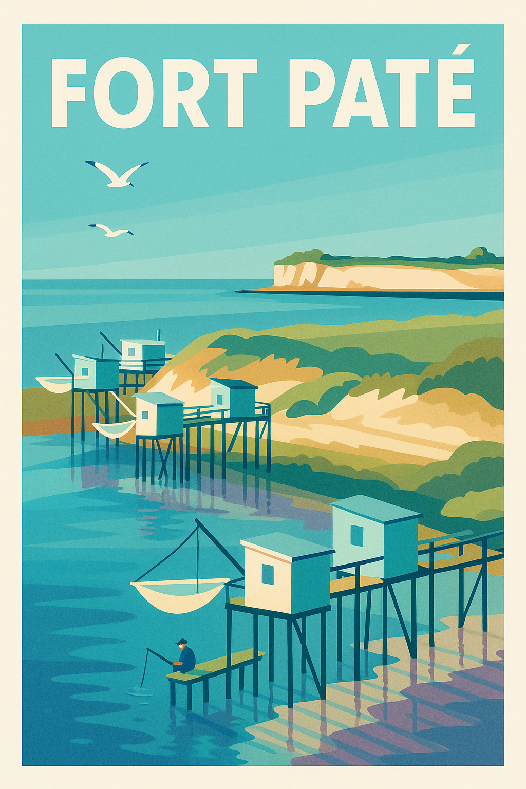 Affiche de Fort Paté - L'élégance vintage des carrelets de l'estuaire