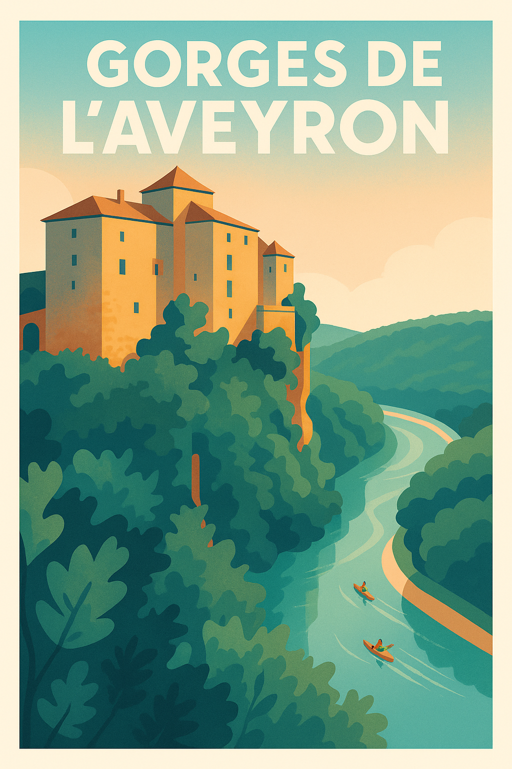 Affiche de Gorges de l'Aveyron - Évasion sauvage et patrimoine médiéval