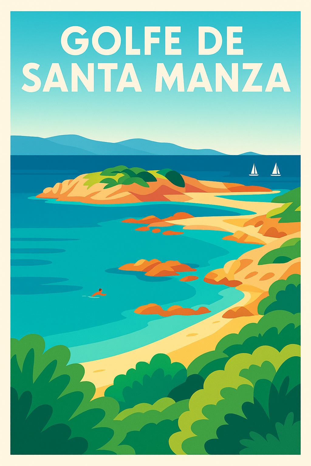 Affiche de Golfe de Santa Manza - L'éclat sauvage du sud de la Corse