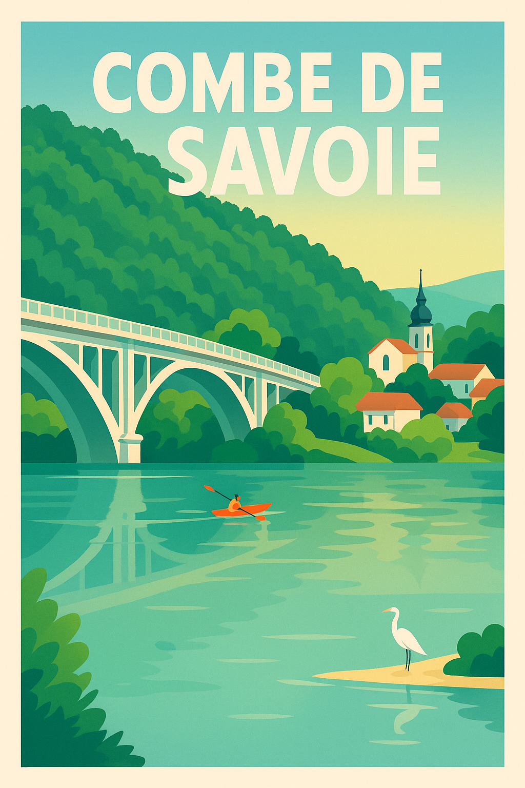 Affiche de Combe de Savoie - L'élégance des Alpes entre fleuve et montagnes