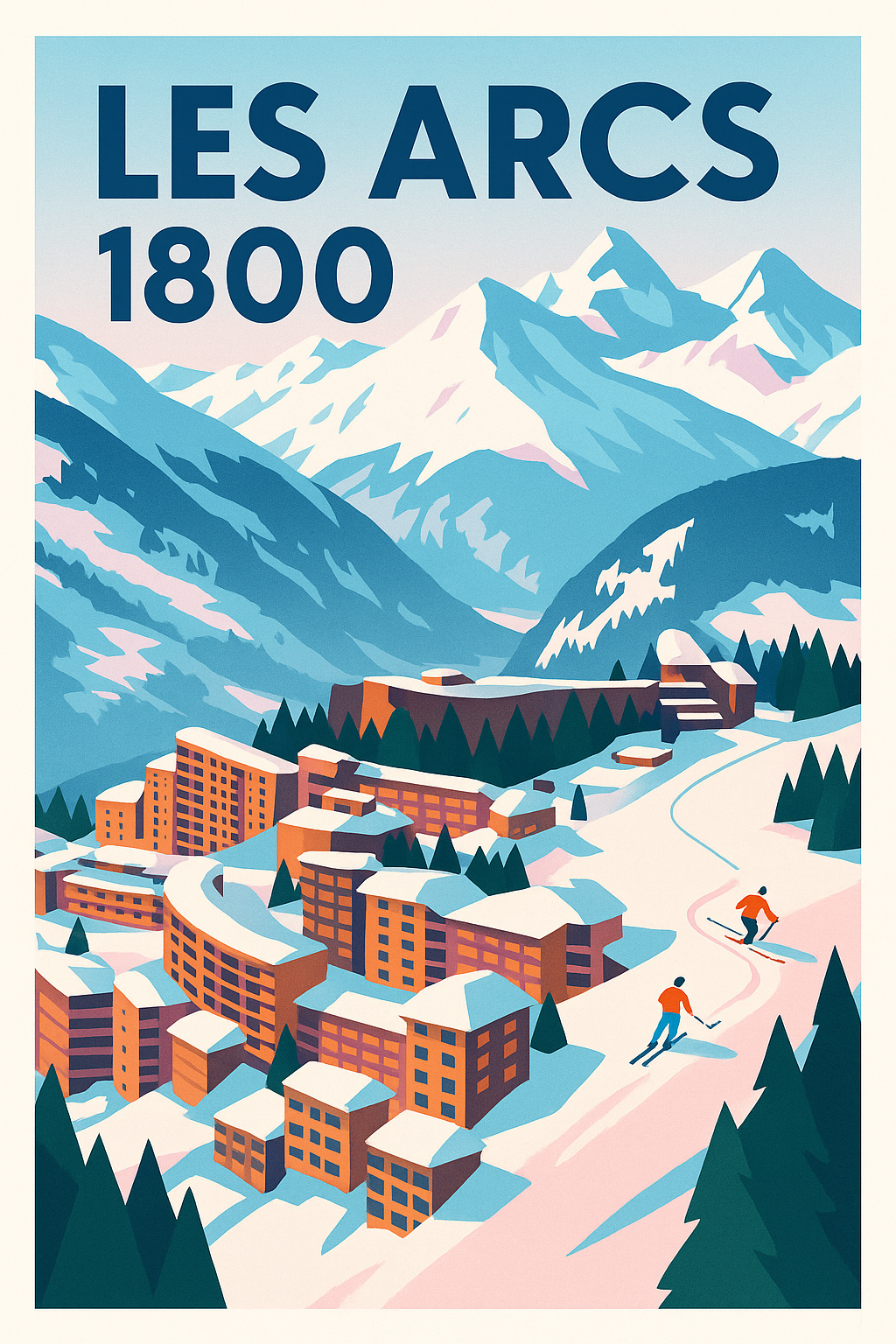 Affiche de Les Arcs 1800 - L'élégance des sommets enneigés
