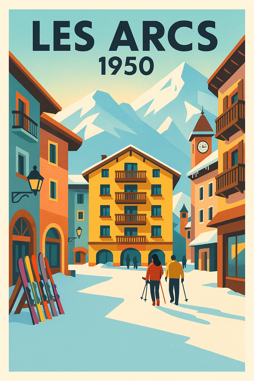 Affiche de Les Arcs 1950 - Le charme coloré des Alpes au pied des pistes
