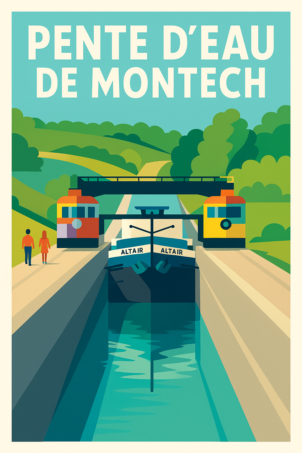 Affiche de Pente d'eau de Montech - L'élégance du génie fluvial en relief