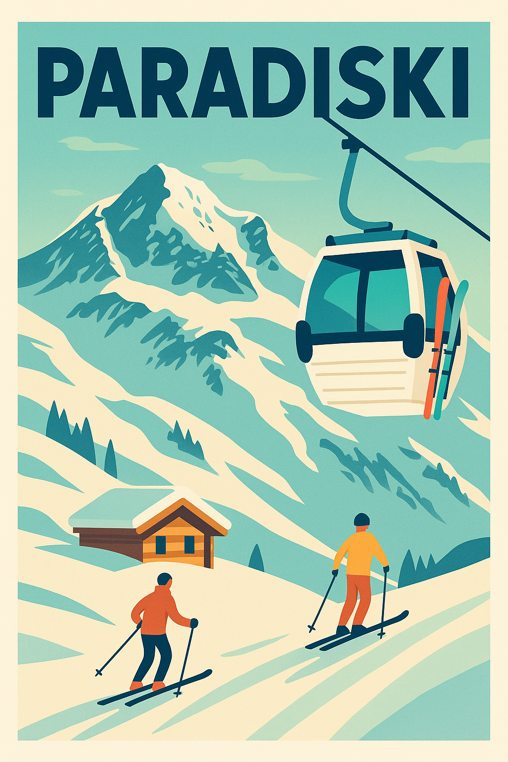 Affiche de Paradiski - L'élégance vintage des sommets enneigés