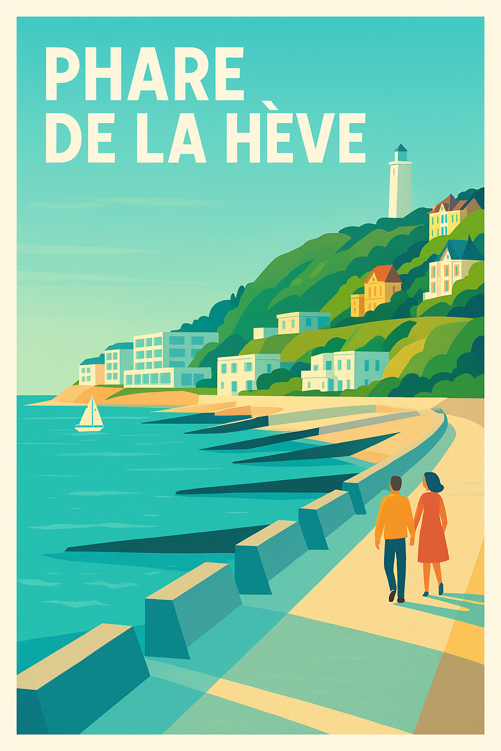 Affiche de Phare de la Hève - L'élégance vintage de la côte normande