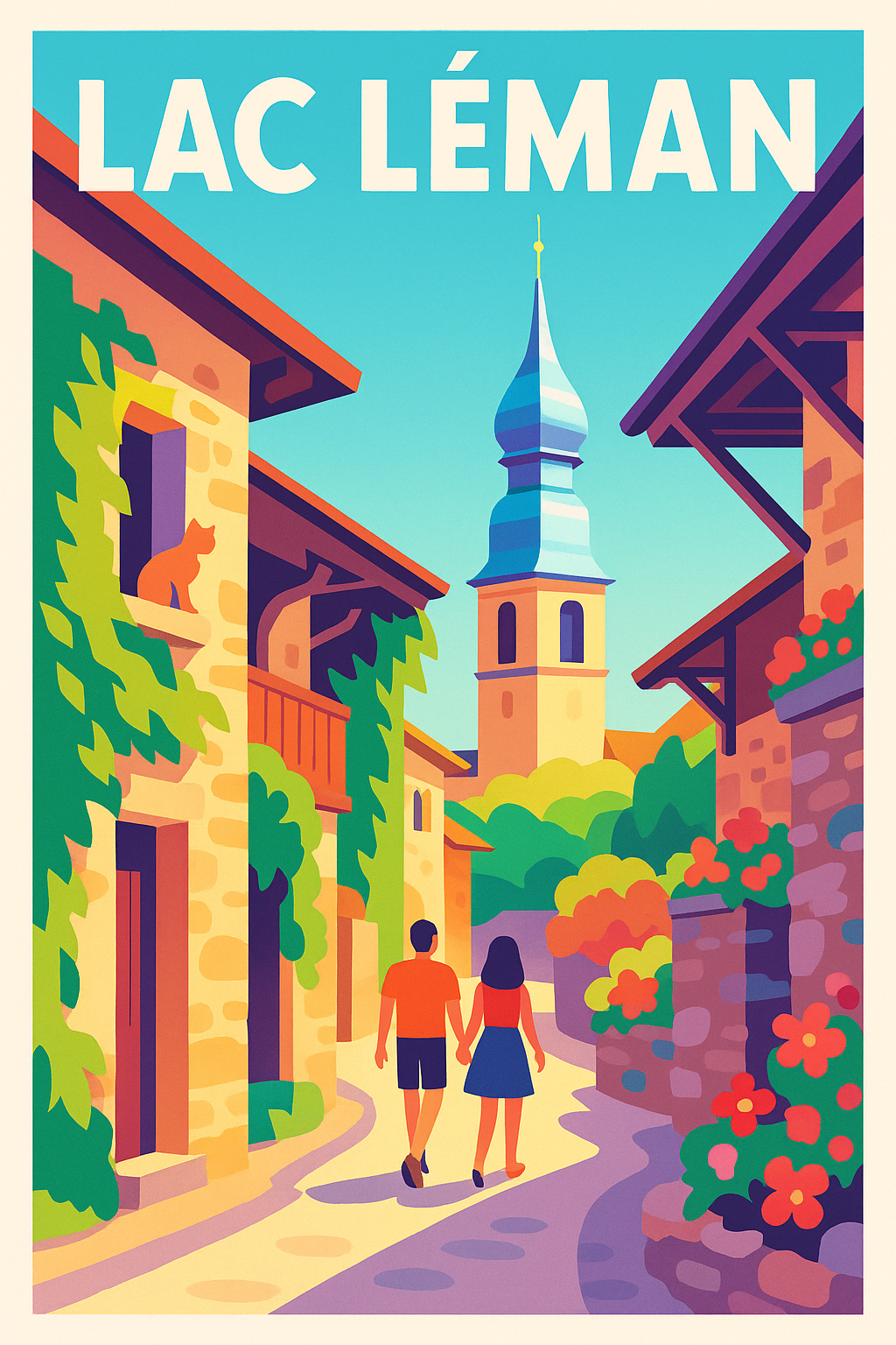 Affiche de Lac Léman - Douceur de vivre entre ruelles fleuries et clochers