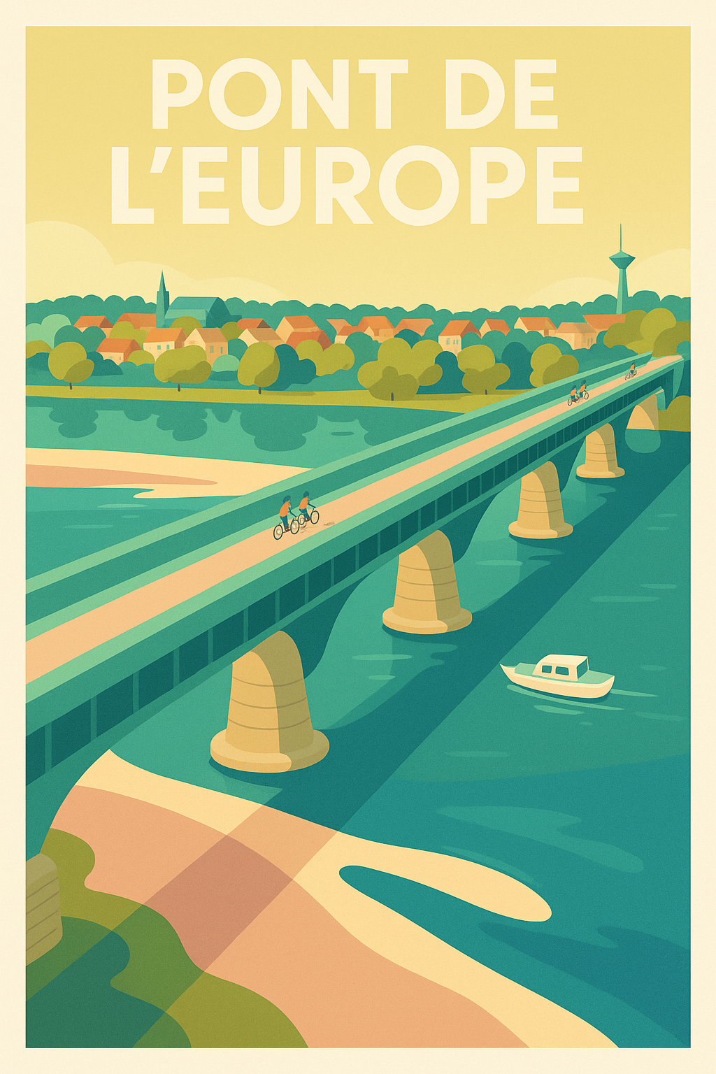 Affiche de Pont de l'Europe - L'élégance vintage au fil de l'eau