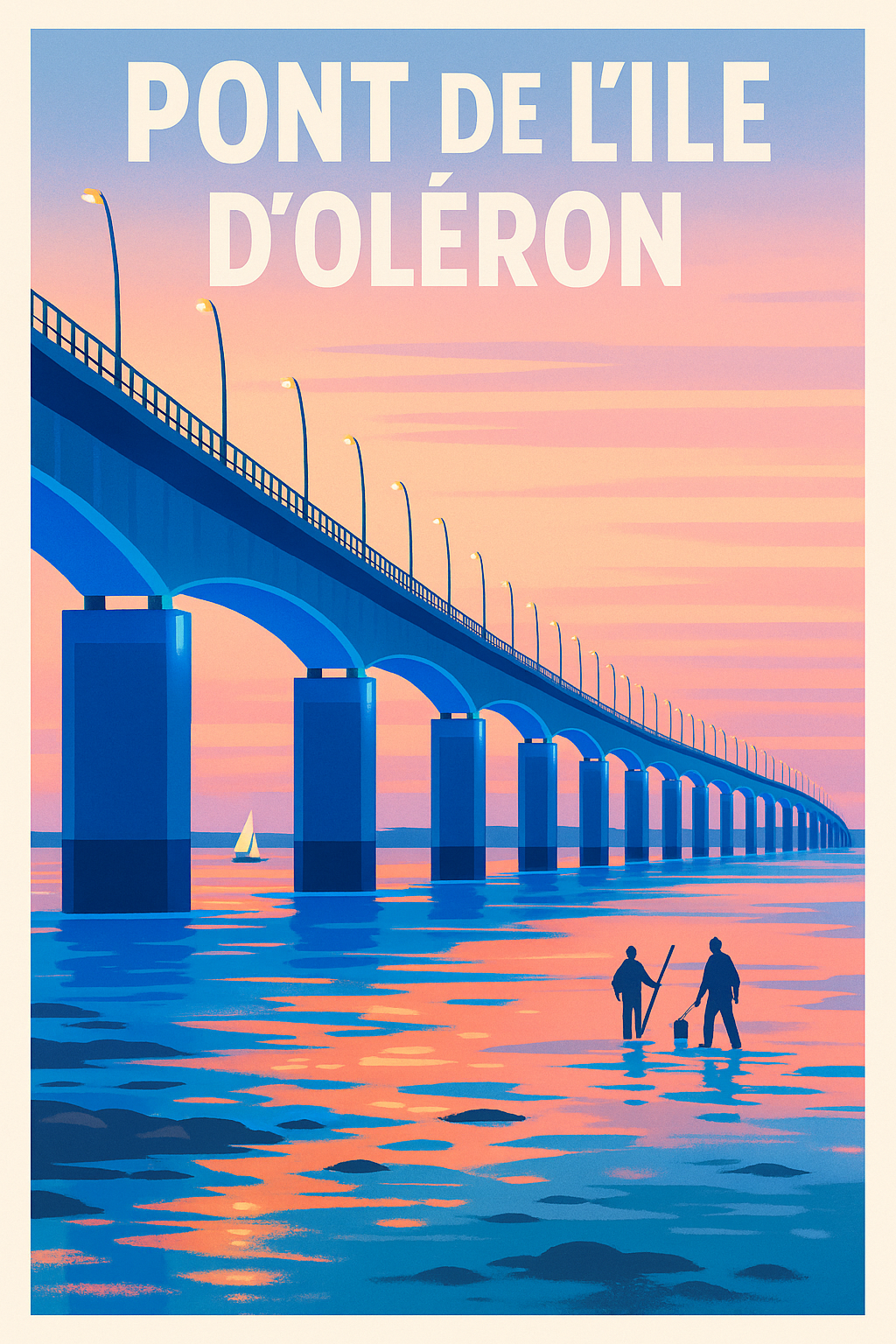 Affiche de Pont de l'Île d'Oléron - L'élégance océanique au coucher du soleil