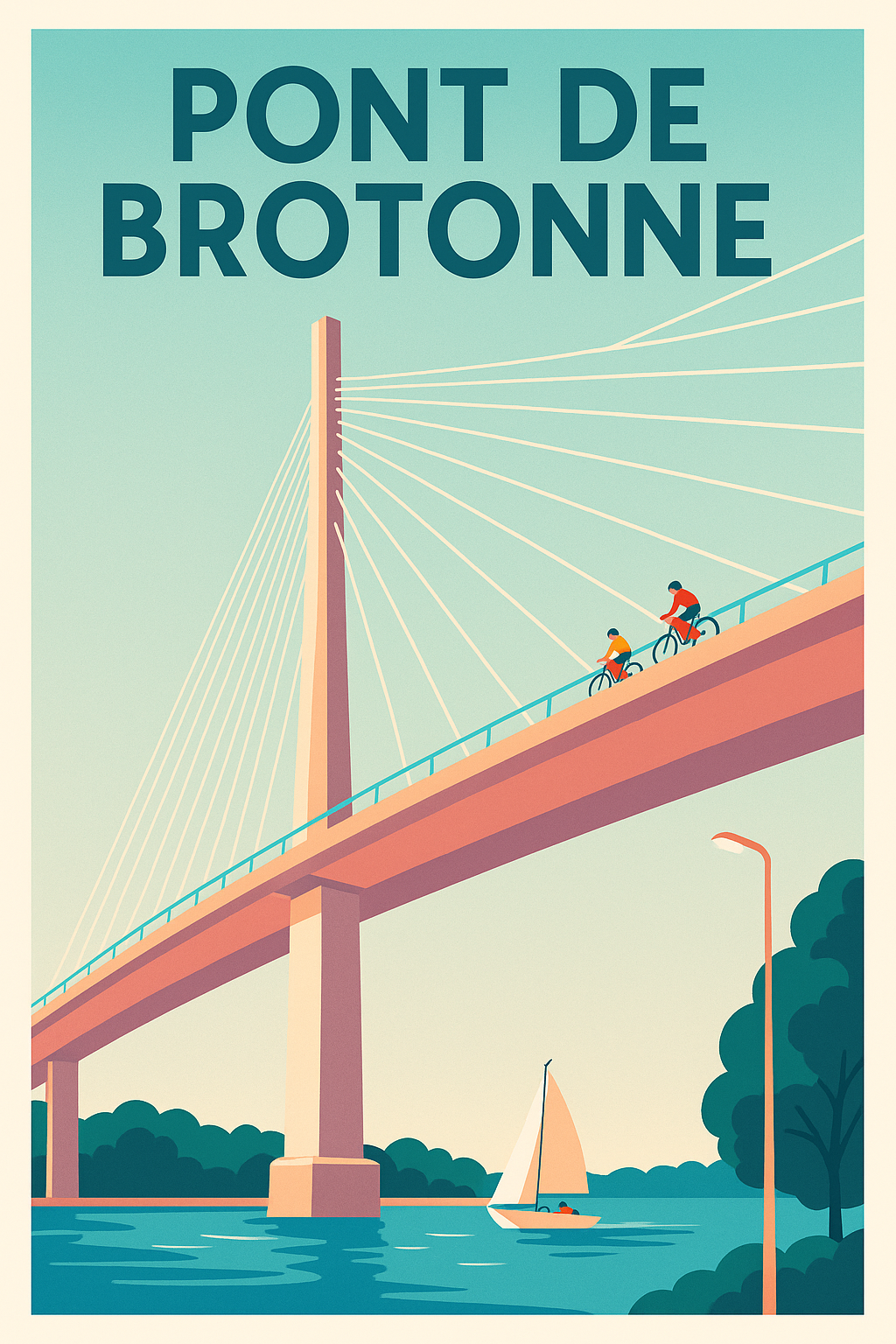 Affiche de Pont de Brotonne - L'élégance suspendue sur la Seine