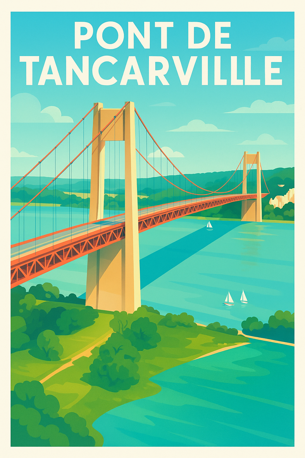 Affiche de Pont de Tancarville - L'élégance suspendue au-dessus de la Seine