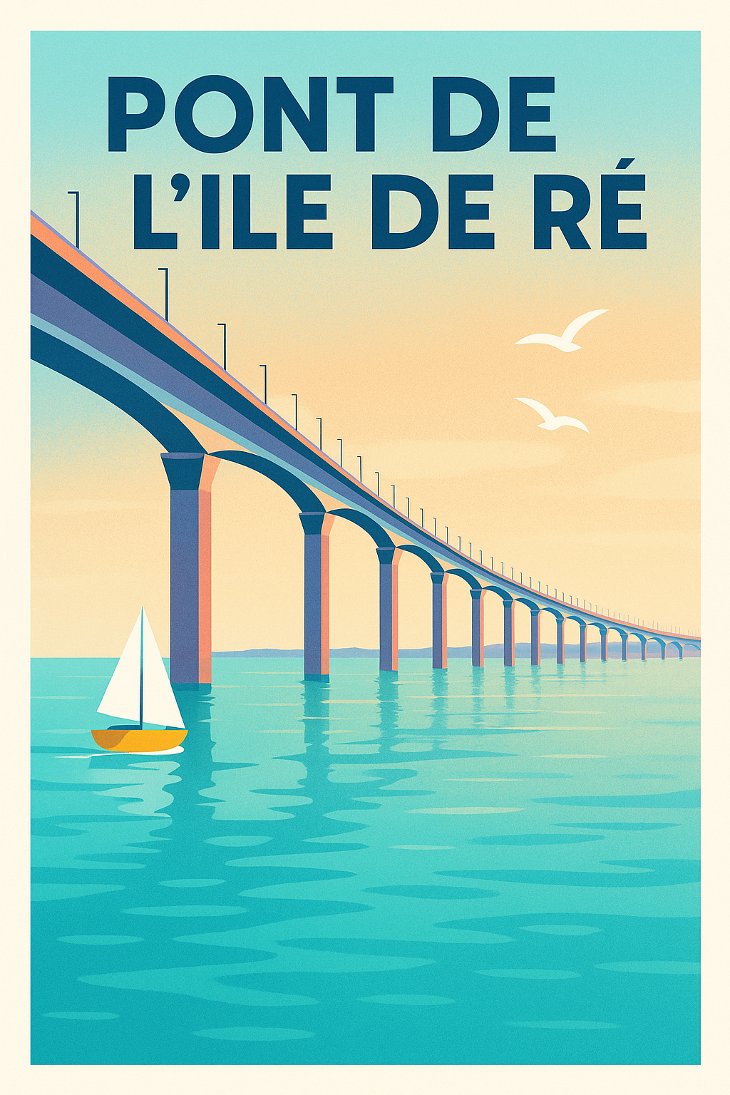 Affiche de Pont de l'Île de Ré - L'élégance architecturale entre ciel et mer