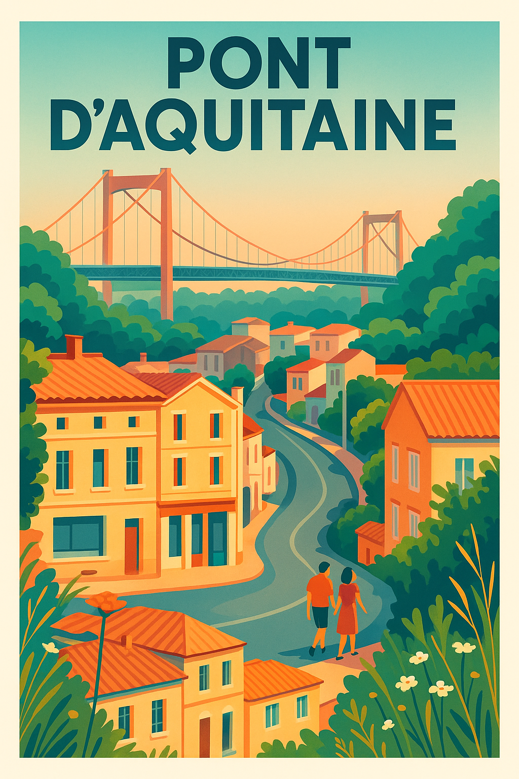 Affiche de Pont d'Aquitaine - L'élégance suspendue au-dessus de la Garonne