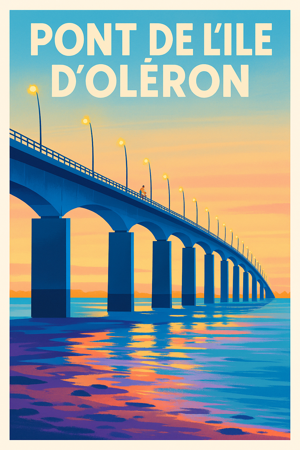 Affiche de Pont de l'Île d'Oléron - L'élégance océanique au coucher du soleil