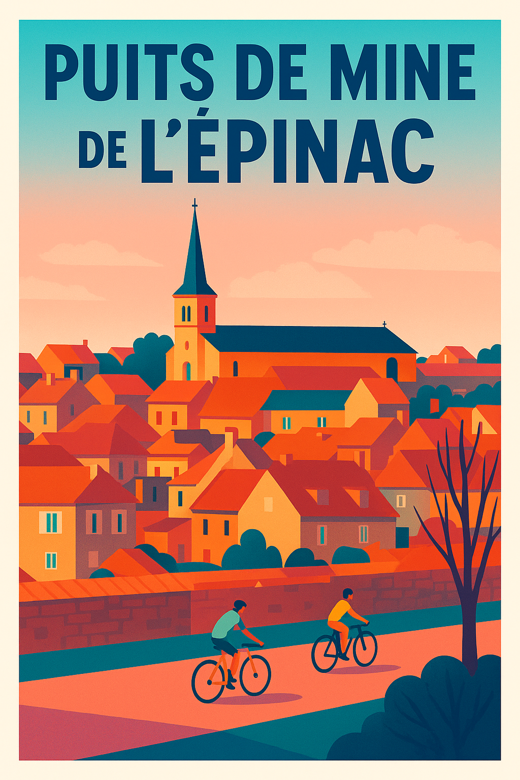Affiche de Puits de mine de l'Épinac - Le charme vintage de la Bourgogne