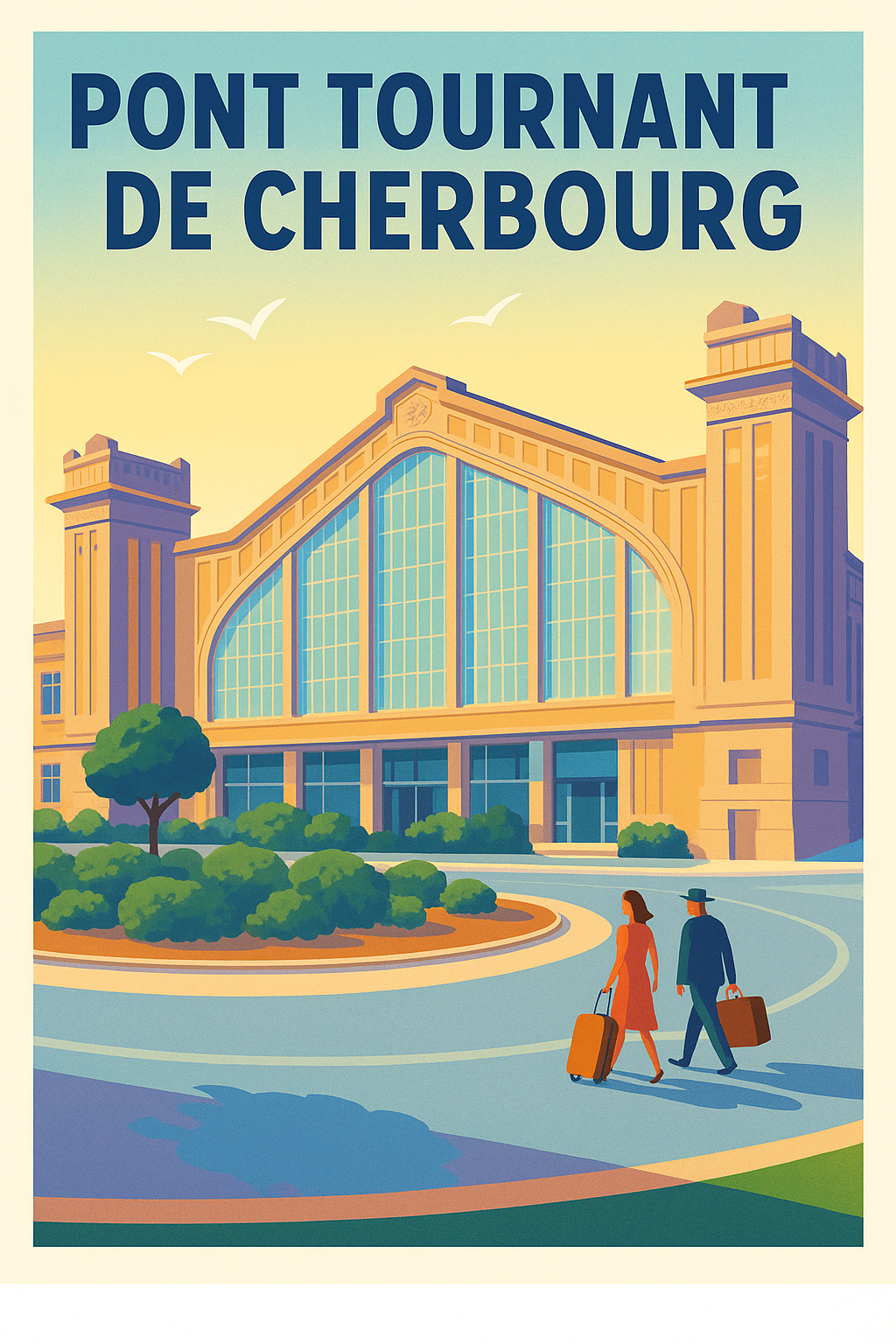 Affiche de Cherbourg - L'élégance vintage du Pont Tournant