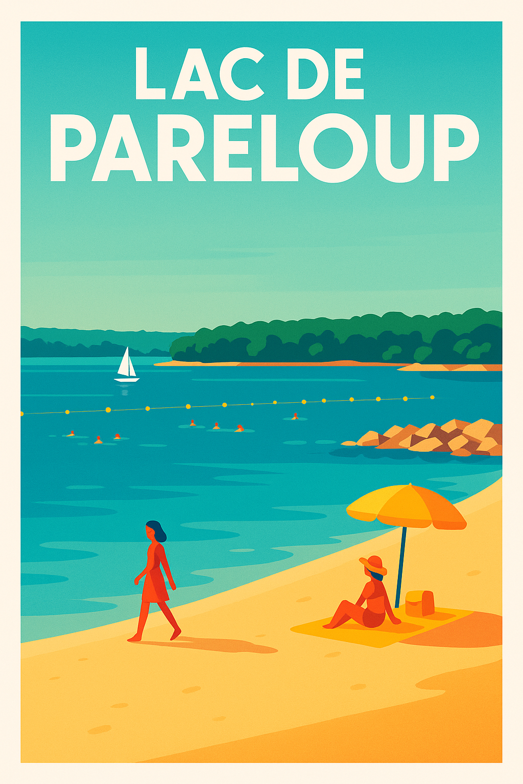 Affiche de Lac de Pareloup - Évasion ensoleillée sur les plages de l'Aveyron
