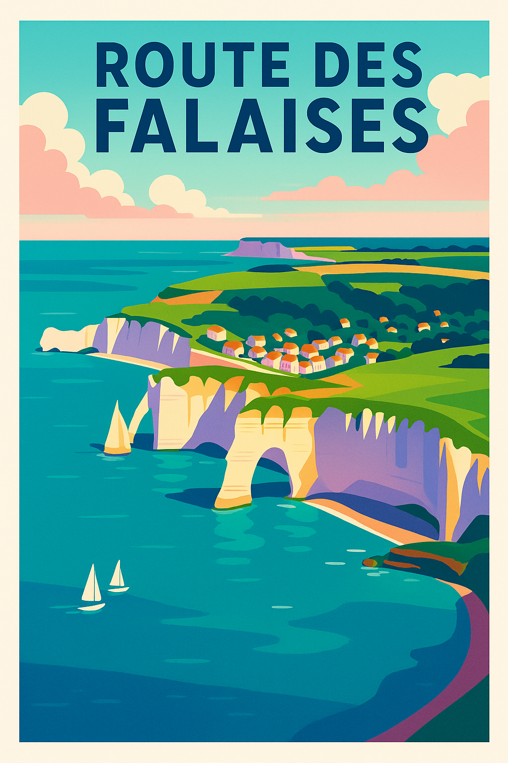 Affiche de Route des Falaises - L'élégance sauvage du littoral normand
