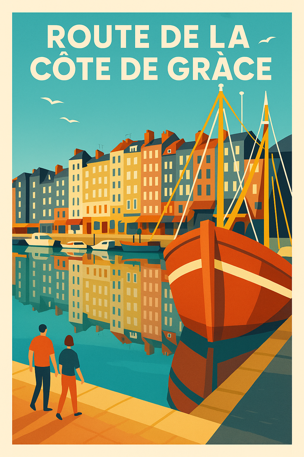 Affiche de Route de la Côte de Grâce - L'élégance vintage du Vieux Bassin
