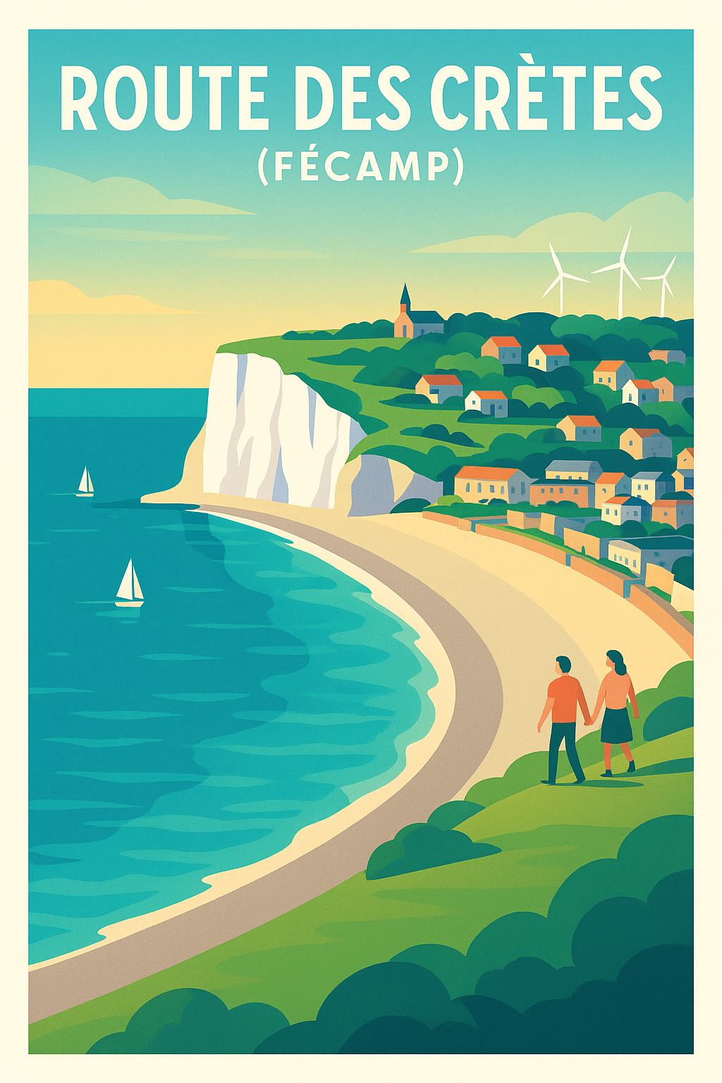 Affiche de Route des Crêtes (Fécamp) - L'éclat des falaises normandes