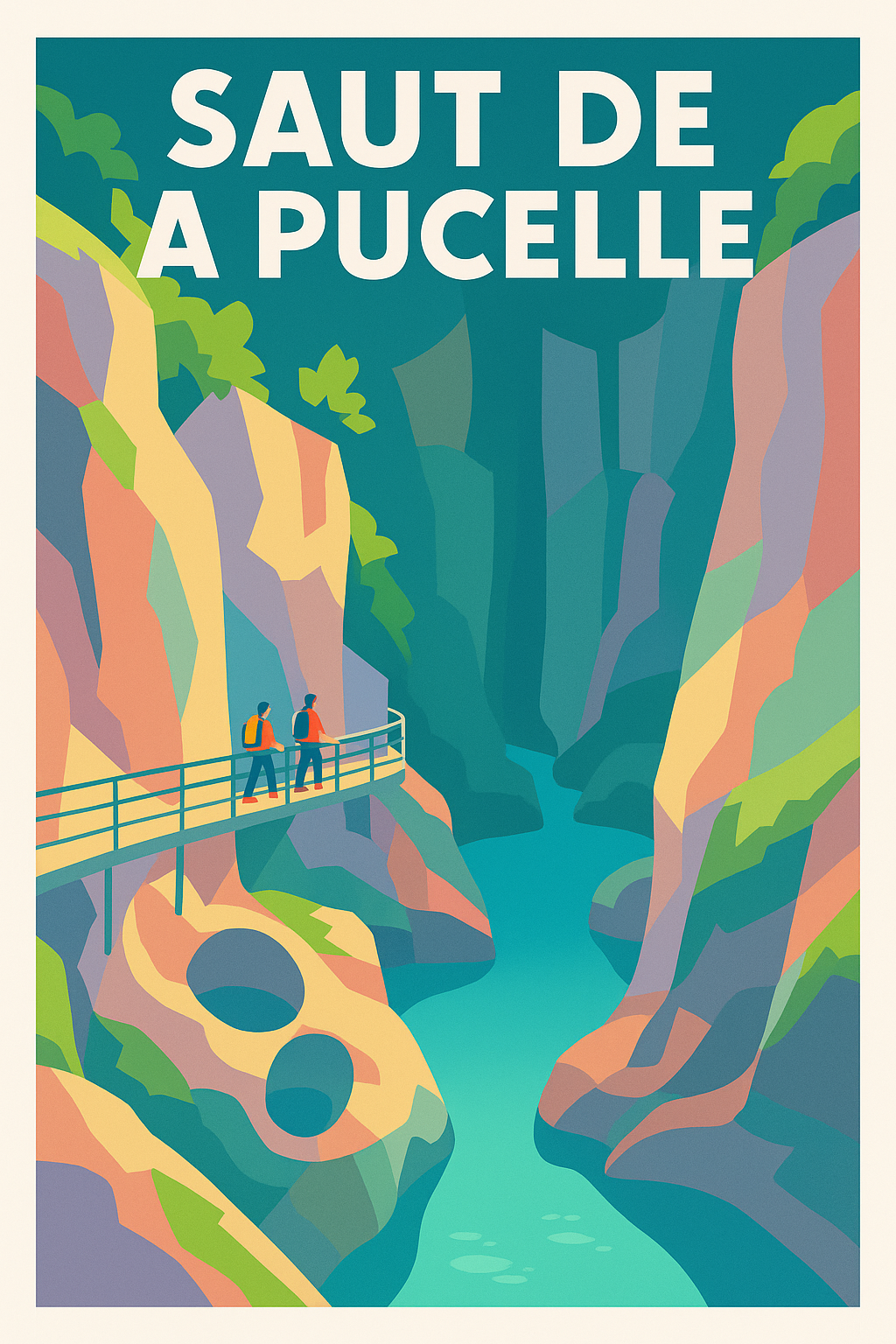 Affiche de Saut de la Pucelle - L'appel sauvage des gorges au style vintage