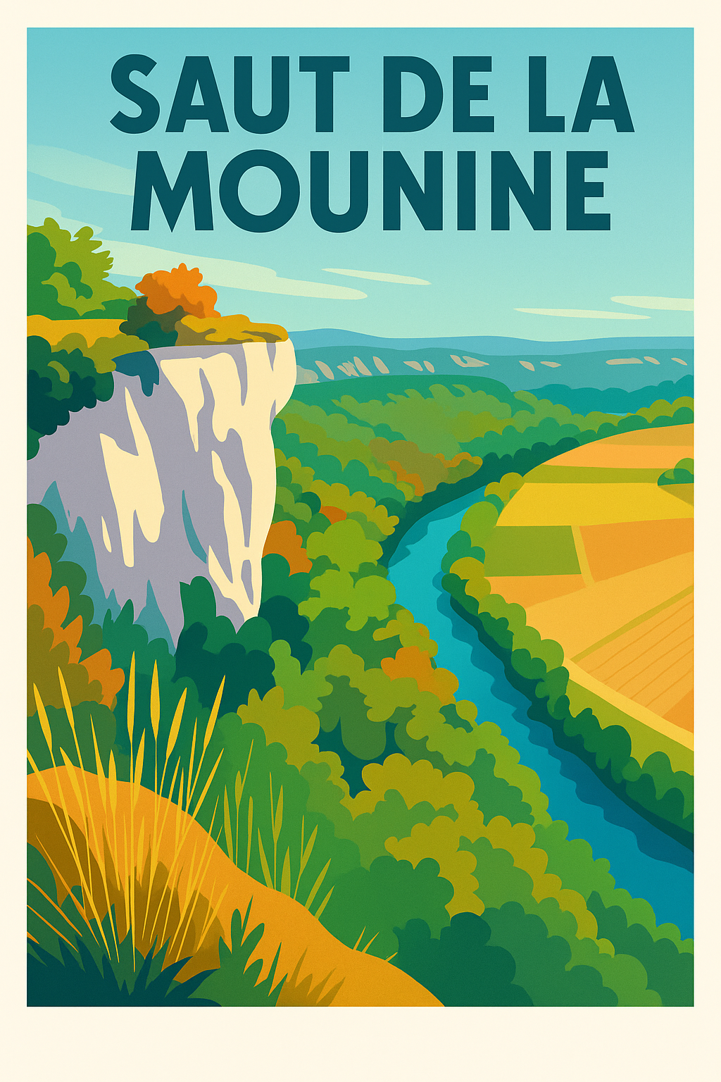 Affiche de Saut de la Mounine - Un panorama spectaculaire sur la vallée du Lot