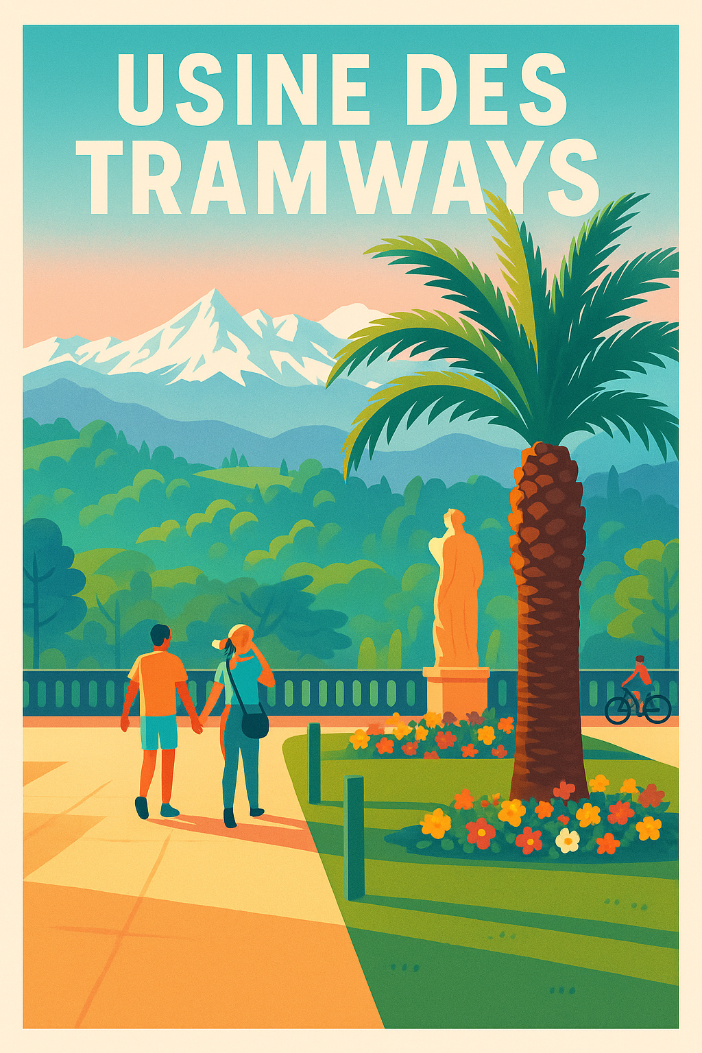 Affiche de Usine des Tramways - L'élégance vintage face aux sommets