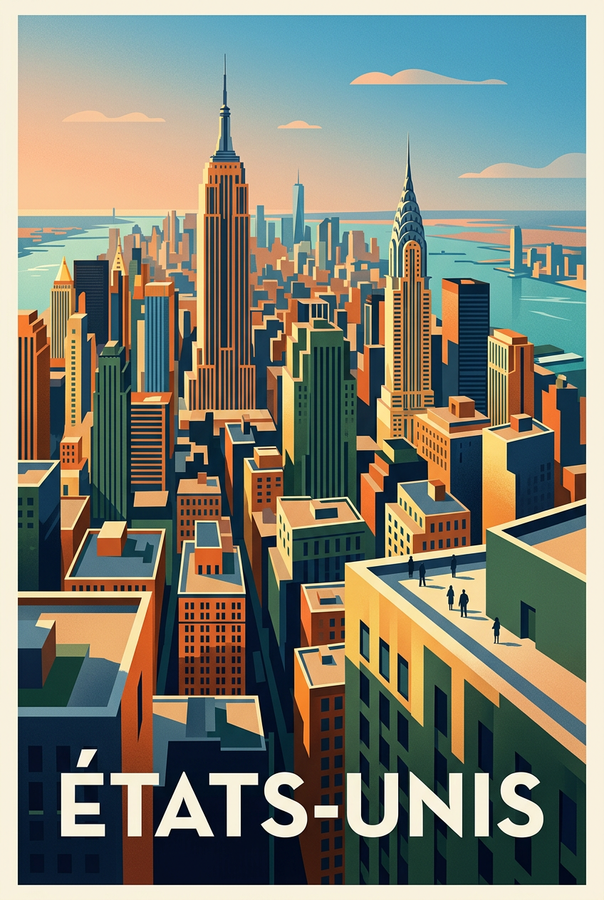 Affiche des États-Unis, gratte-ciel de New York | Afich