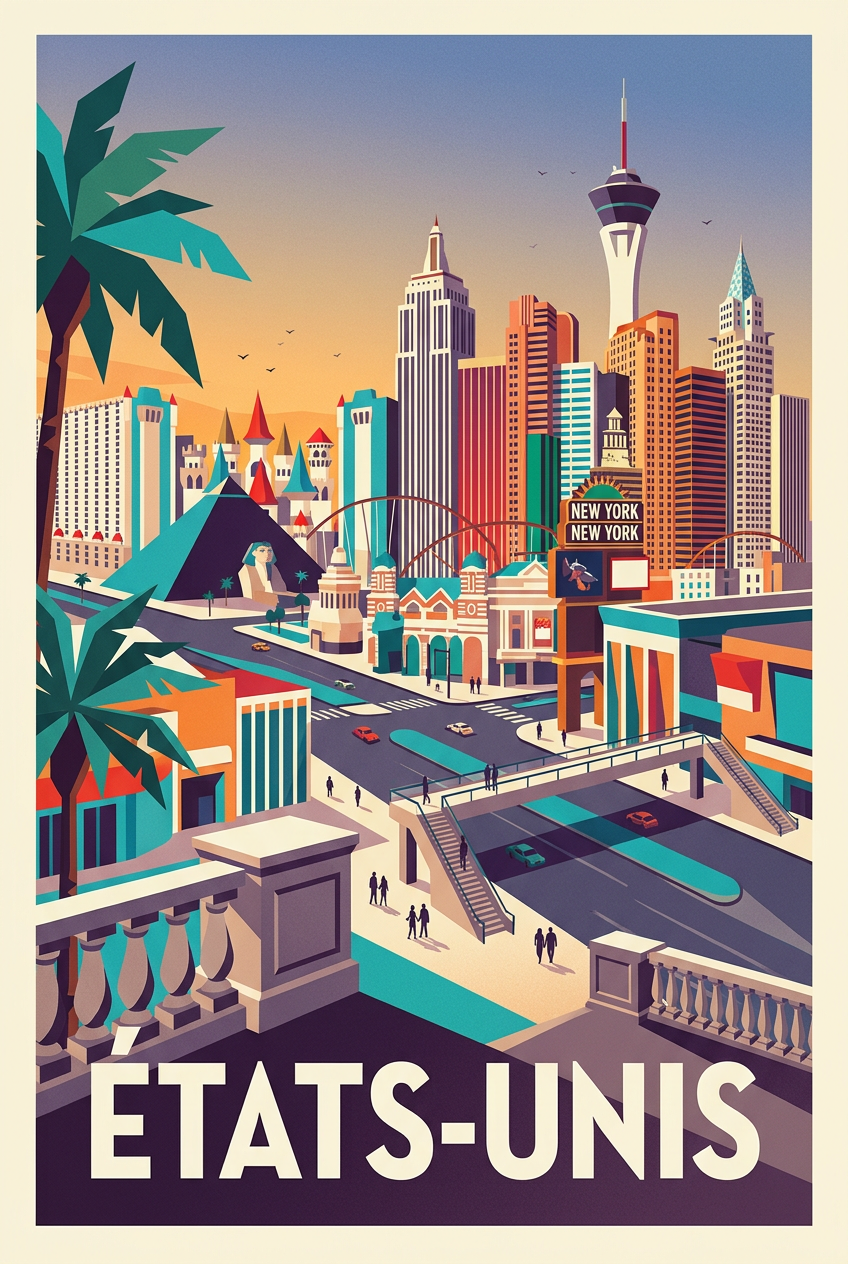Affiche de Las Vegas, néons rétro vintage | Afich