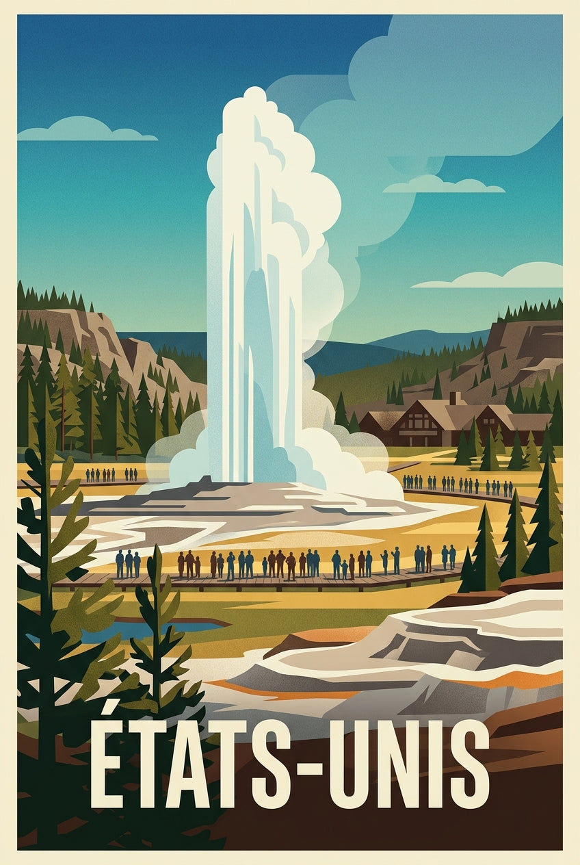 Affiche des États-Unis, Geyser de Yellowstone | Afich